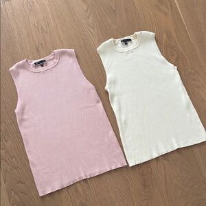 Bundle of 2 Melanie Lyne Sleeveless Knit Tops. XS. Light Pink and Cream. NWOT.
